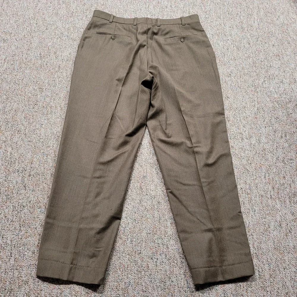 L.L. Bean Dress Pants Men 36x30 Brown Tan‎ Wool Classic Fit Chinos Trousers VTG
